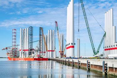 Wind turbines at the harbour in Esbjerg